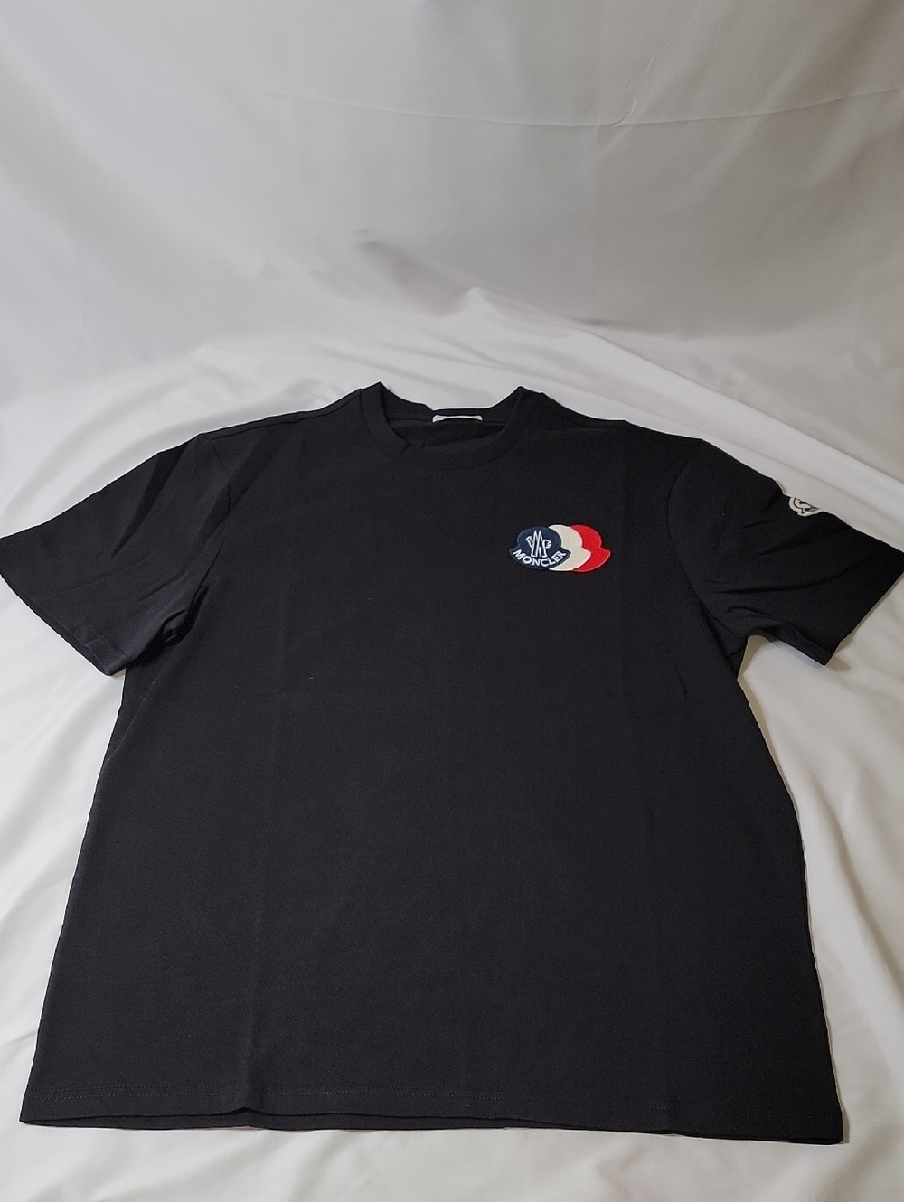 Moncler Black Short-Sleeve Tee with Tricolor Logo